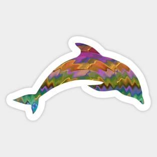 Surfing Dolphin Silhouette Abstract Art Sticker